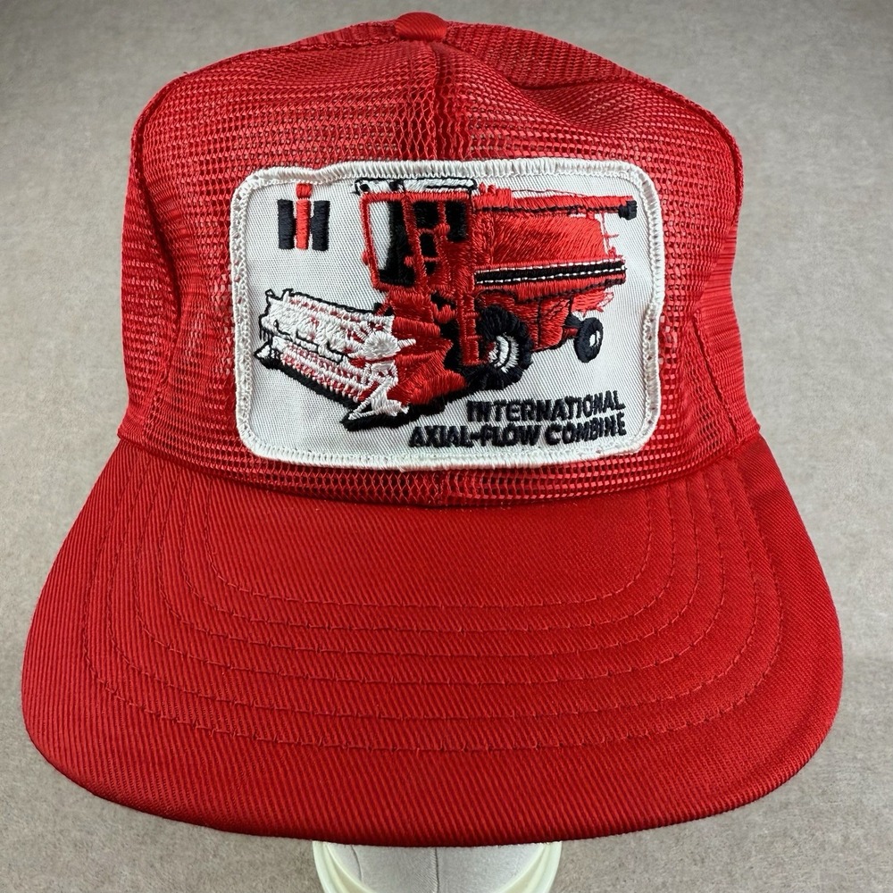Vintage International Harvester Axial-Flow Combine Trucker Hat‎ Red USA Farm Cap